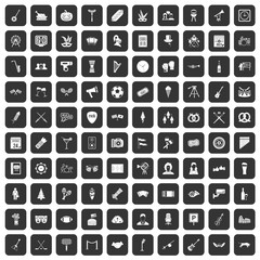 100 meeting icons set in black color isolated vector illustration