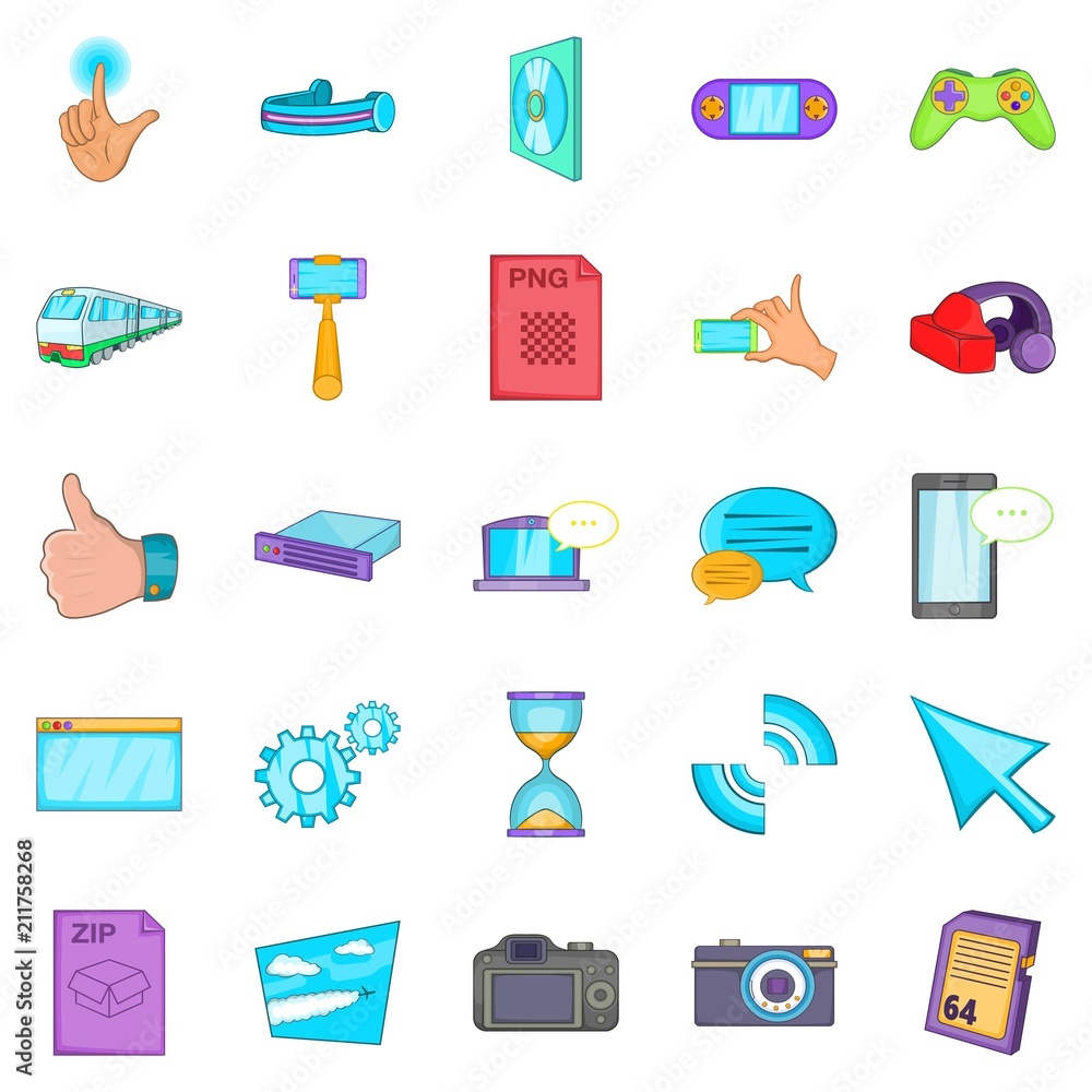 Poster file sharing icons set. cartoon set of 25 file sharing vector icons for web isolated on white backgr