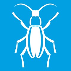 Beetle bug icon white isolated on blue background vector illustration