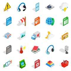 Call centre icons set. Isometric set of 25 call centre vector icons for web isolated on white background