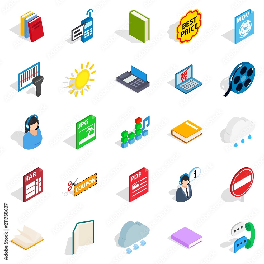 Poster call center icons set. isometric set of 25 call center vector icons for web isolated on white backgr