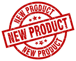 new product round red grunge stamp