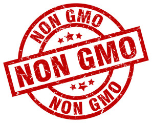 non gmo round red grunge stamp