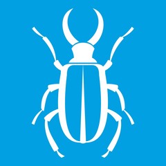 Lucanus cervus icon white isolated on blue background vector illustration