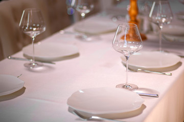 Elegant Restaurant Table Setting Service for Reception with Reserved Card