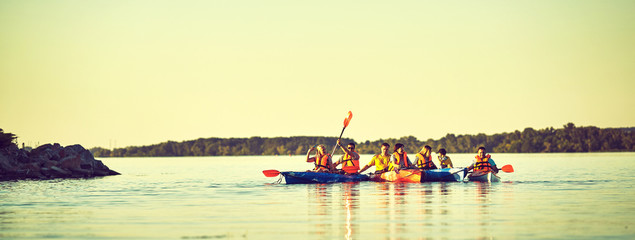 Wild nature and water fun on summer vacation. Camping and fishing.