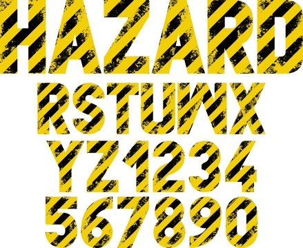 font with black and yellow grunge stripes