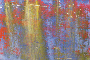 Rusty colorful painted metal texture close up