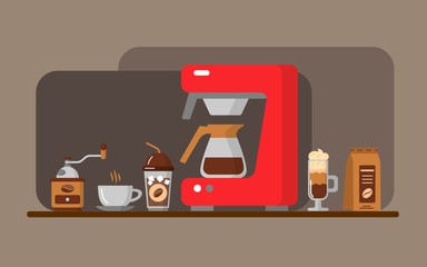 Coffee equipment banner. Vector illustration