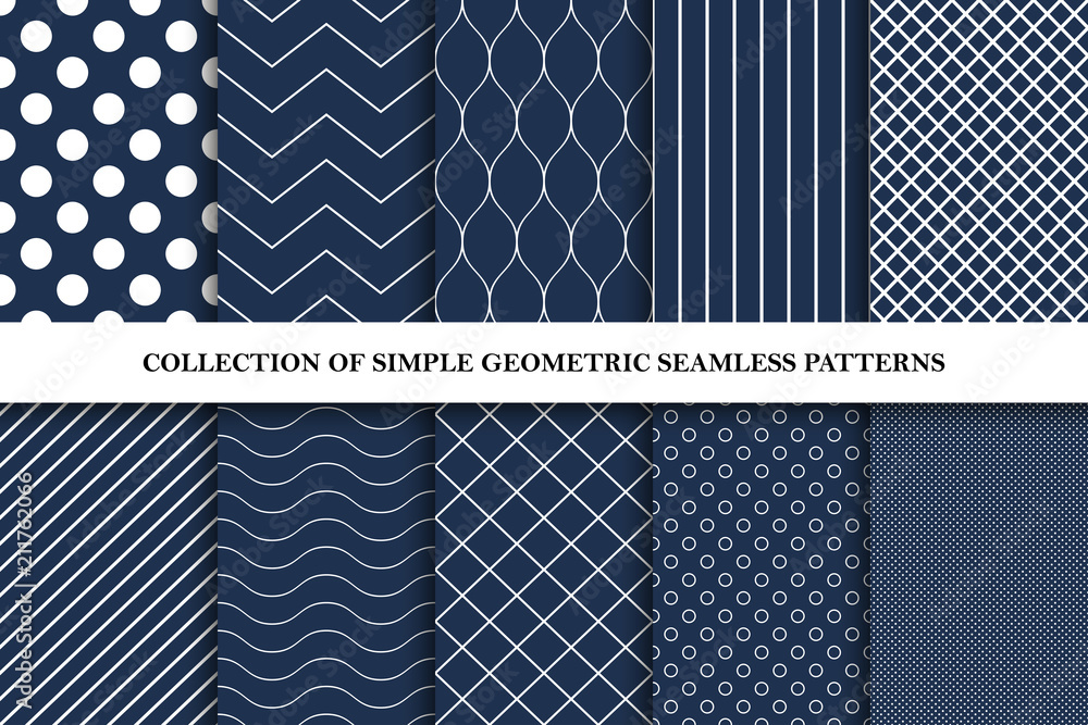 Wall mural collection of classic seamless simple patterns - vector geometric backgrounds