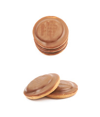 Biscuit cake with filling isolated