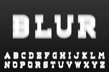Blur font - creative vector english alphabet. White latin letters
