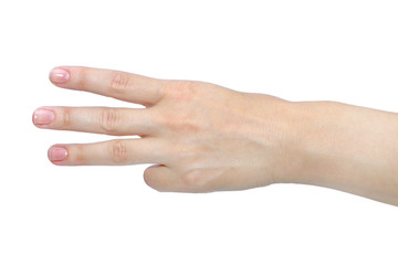 gesture hand close-up on a white background