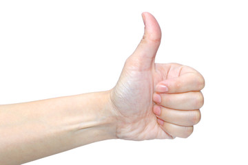 gesture hand close-up on a white background