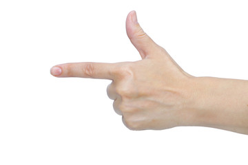 gesture hand close-up on a white background