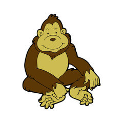Monkey cartoon illustration isolated on white background for children color book