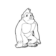 Gorilla cartoon illustration isolated on white background for children color book