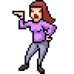 vector pixel art woman angry