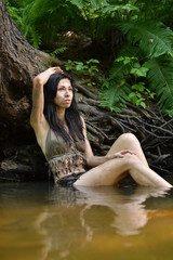 Fototapeta premium Wild young woman in black clothing