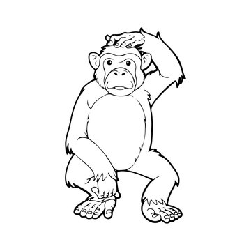Gorilla cartoon illustration isolated on white background for children color book