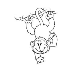 Monkey cartoon illustration isolated on white background for children color book