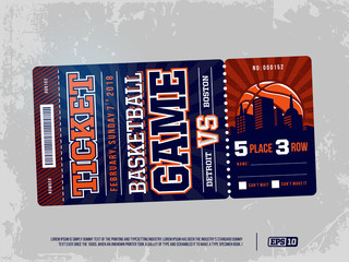 Modern professional design of basketball tickets in blue theme