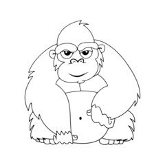 Gorilla cartoon illustration isolated on white background for children color book