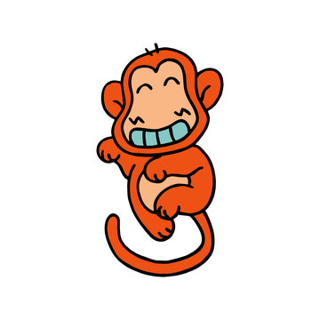 Monkey cartoon illustration isolated on white background for children color book