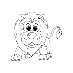 Lion cartoon illustration isolated on white background for children color book