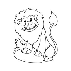Lion cartoon illustration isolated on white background for children color book