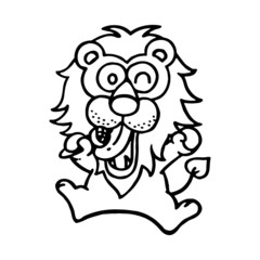 Lion cartoon illustration isolated on white background for children color book