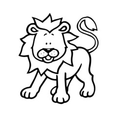 Obraz na płótnie Canvas Lion cartoon illustration isolated on white background for children color book