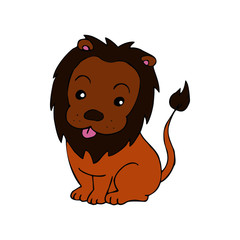 Lion cartoon illustration isolated on white background for children color book