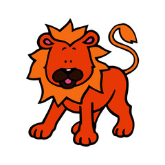 Lion cartoon illustration isolated on white background for children color book