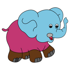 Elephant cartoon illustration isolated on white background for children color book