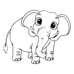 Elephant cartoon illustration isolated on white background for children color book