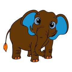 Elephant cartoon illustration isolated on white background for children color book
