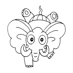 Elephant cartoon illustration isolated on white background for children color book