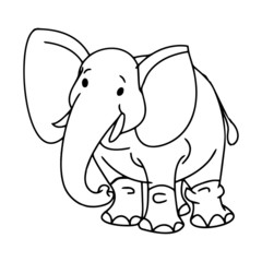 Elephant cartoon illustration isolated on white background for children color book