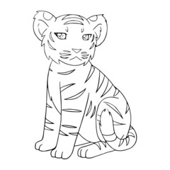 Tiger cartoon illustration isolated on white background for children color book