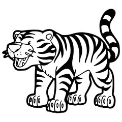 Tiger cartoon illustration isolated on white background for children color book
