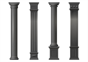 Set of black vector classic wood columns
