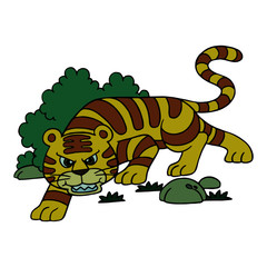 Tiger cartoon illustration isolated on white background for children color book