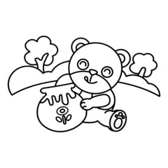 Bear cartoon illustration isolated on white background for children color book