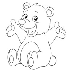 Bear cartoon illustration isolated on white background for children color book