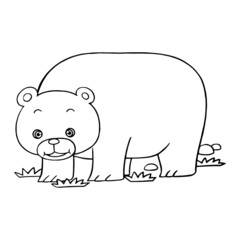 Bear cartoon illustration isolated on white background for children color book