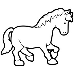 Horse cartoon illustration isolated on white background for children color book