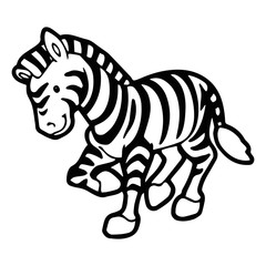 Zebra cartoon illustration isolated on white background for children color book