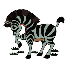 Zebra cartoon illustration isolated on white background for children color book