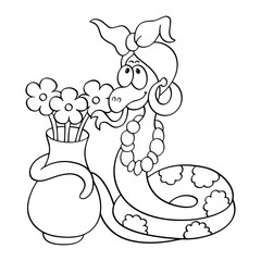 Snake cartoon illustration isolated on white background for children color book